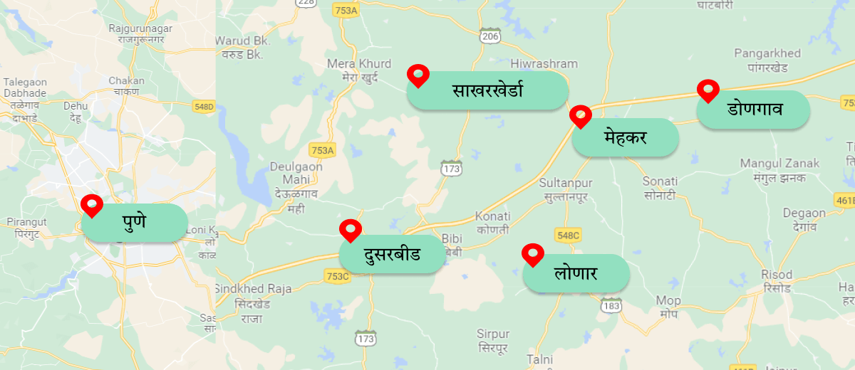 Satyajeet Urban branches map -marathi